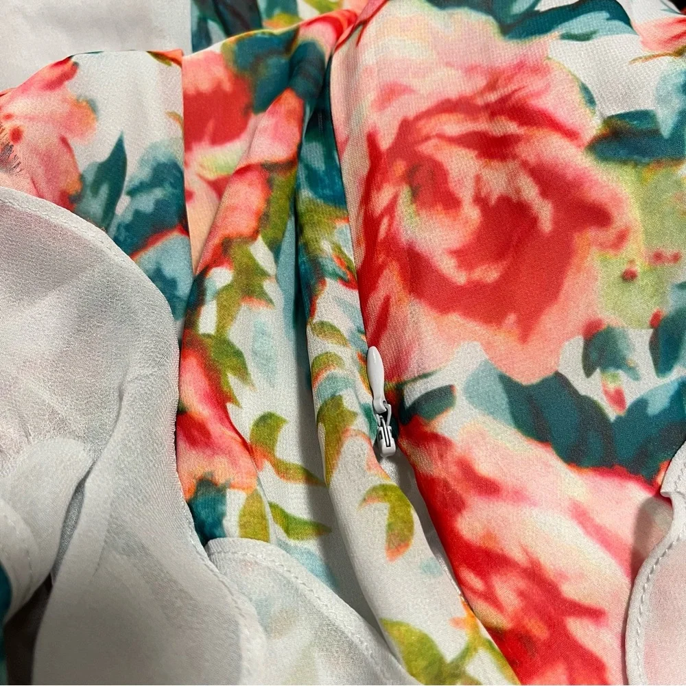 PL Gianni bini cold shoulder Floral maxi dress Size XS (Sleeves Altered) - Picture 14 of 14